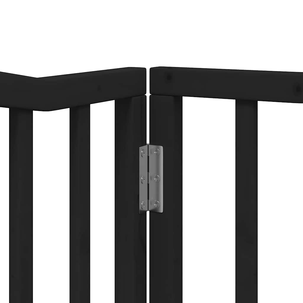 Vrata za pse s vratašcima 8 panela sklopiva 640 cm drvo topole Crna 80 x 60 x 2 cm