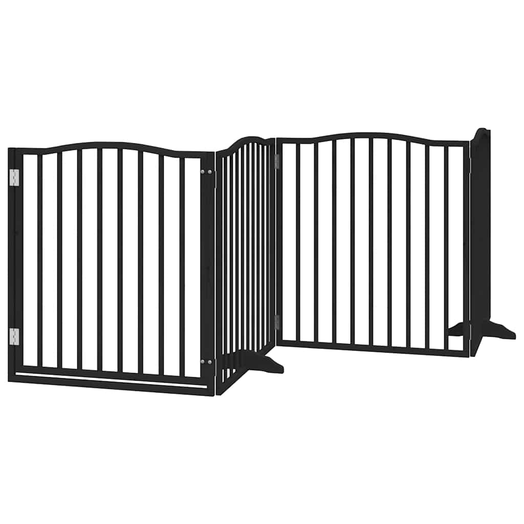Vrata za pse s vratašcima 12 panela sklopiva 960 cm drvo topole Crna 80 x 90 x 2 cm