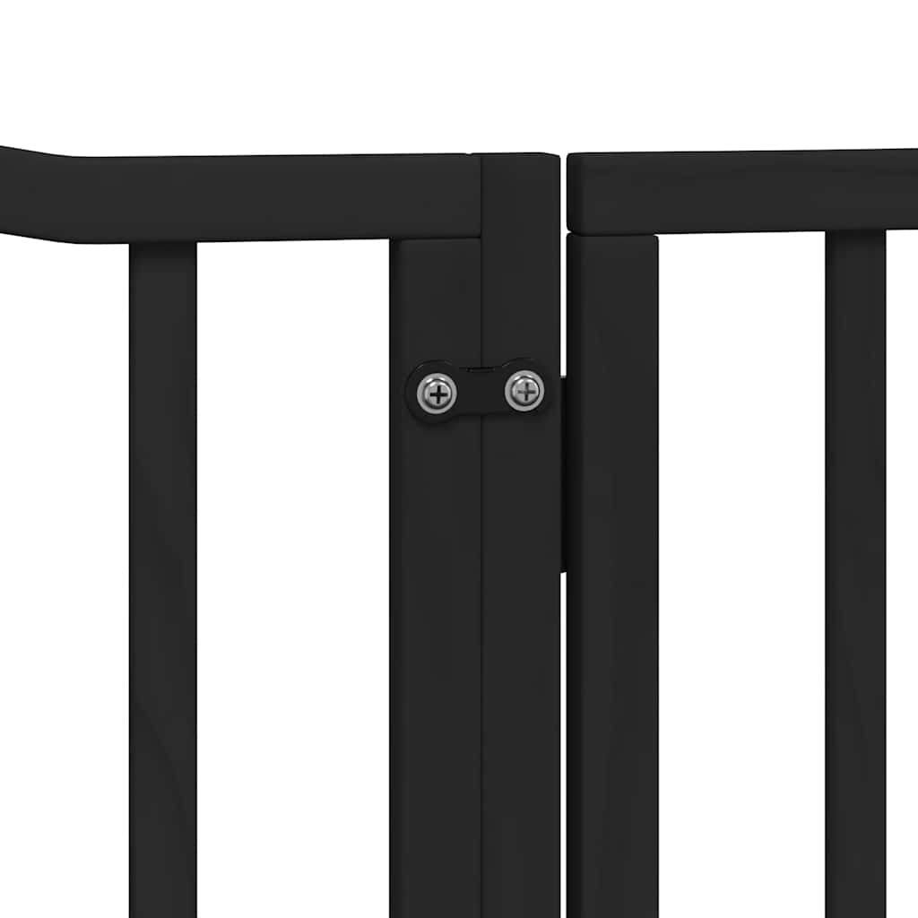 Vrata za pse s vratašcima 12 panela sklopiva 960 cm drvo topole Crna 80 x 90 x 2 cm