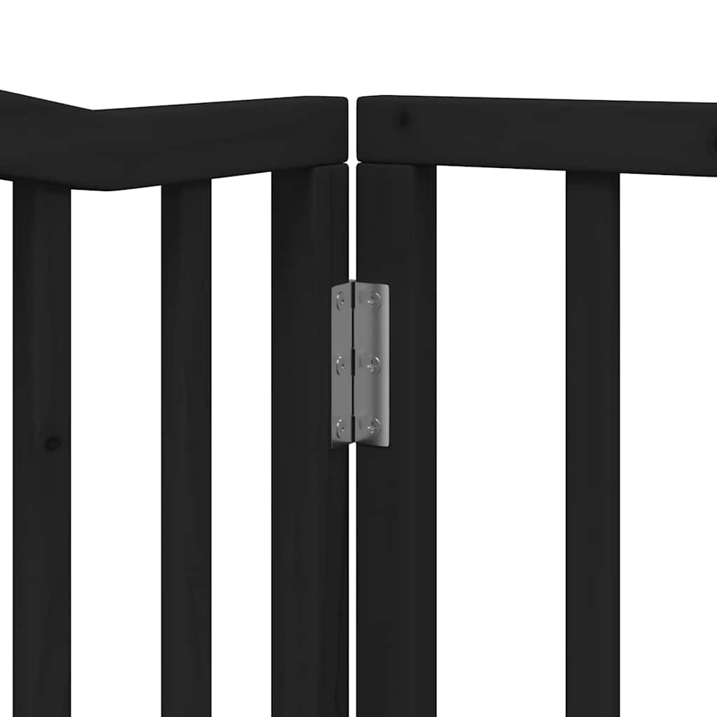 Vrata za pse s vratašcima 12 panela sklopiva 960 cm drvo topole Crna 80 x 90 x 2 cm