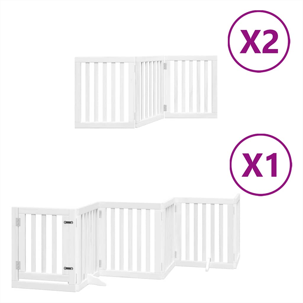 Vrata za pse s vratašcima 12 panela sklopiva 600 cm drvo topole Bijela 50 x 60 x 2 cm