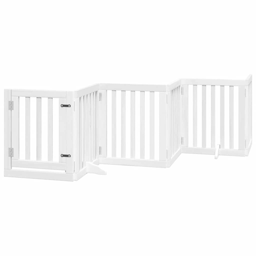 Vrata za pse s vratašcima 12 panela sklopiva 600 cm drvo topole Bijela 50 x 60 x 2 cm