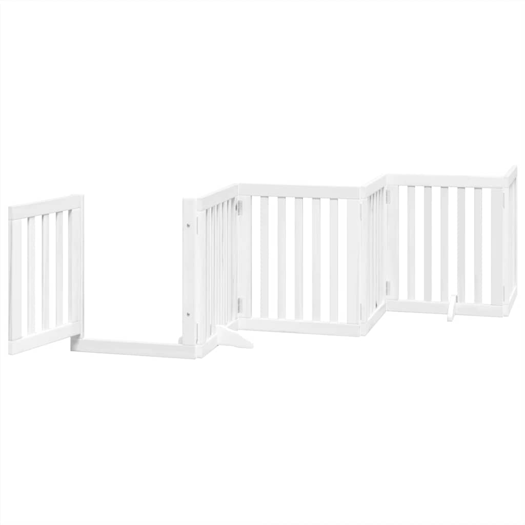 Vrata za pse s vratašcima 12 panela sklopiva 600 cm drvo topole Bijela 50 x 60 x 2 cm