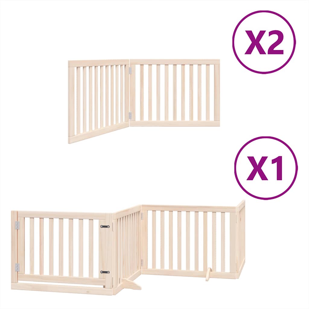 Vrata za pse s vratašcima 8 panela sklopiva 640 cm drvo topole Smeđa 80 x 60 x 2 cm