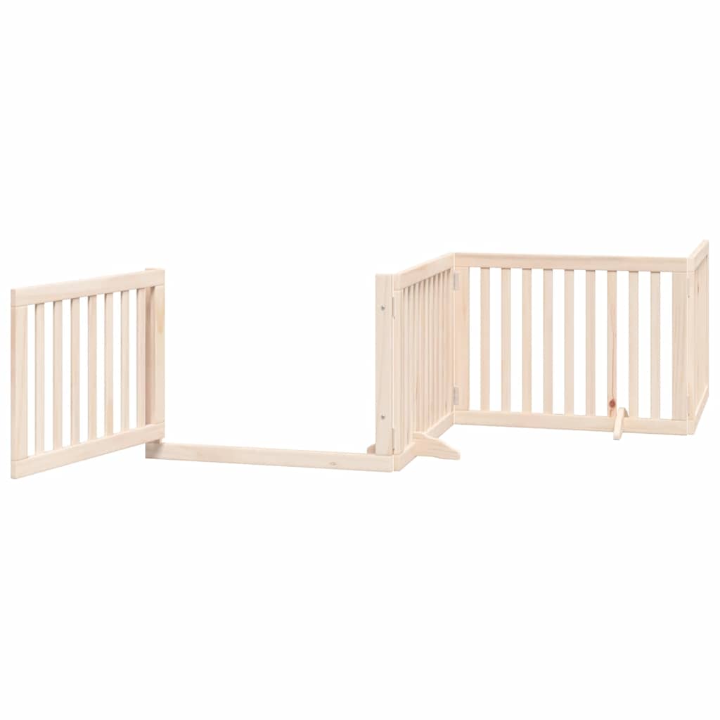 Vrata za pse s vratašcima 8 panela sklopiva 640 cm drvo topole Smeđa 80 x 60 x 2 cm