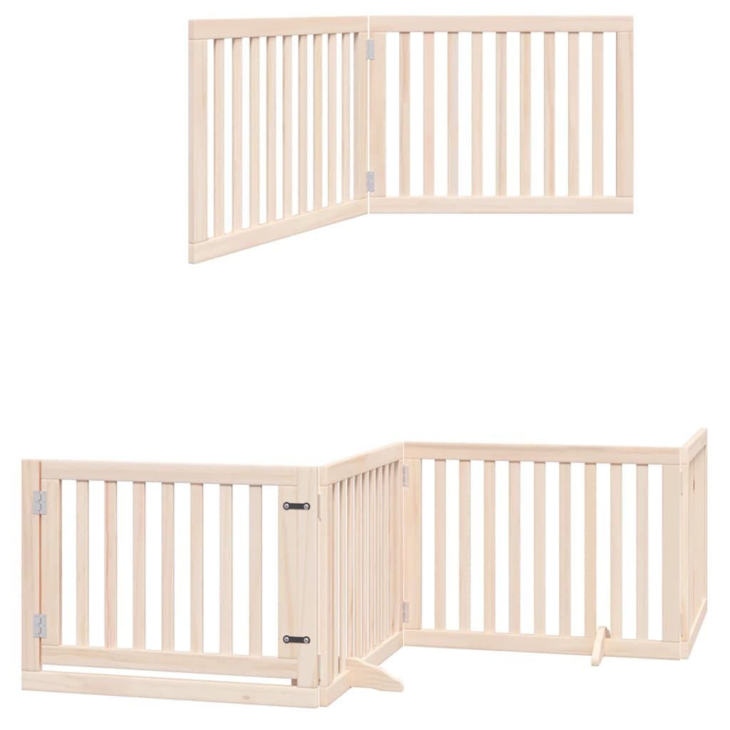 Vrata za pse s vratašcima 8 panela sklopiva 640 cm drvo topole Smeđa 80 x 60 x 2 cm