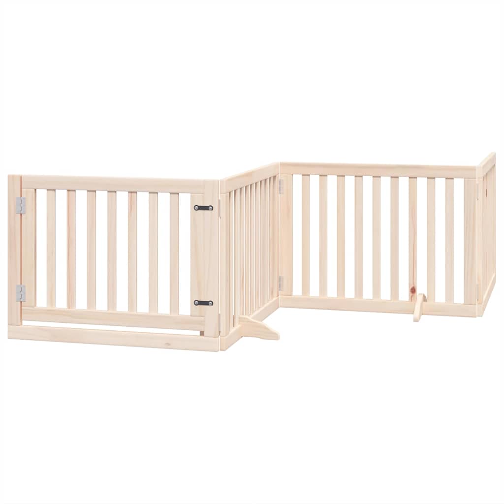 Vrata za pse s vratašcima 8 panela sklopiva 640 cm drvo topole Smeđa 80 x 60 x 2 cm