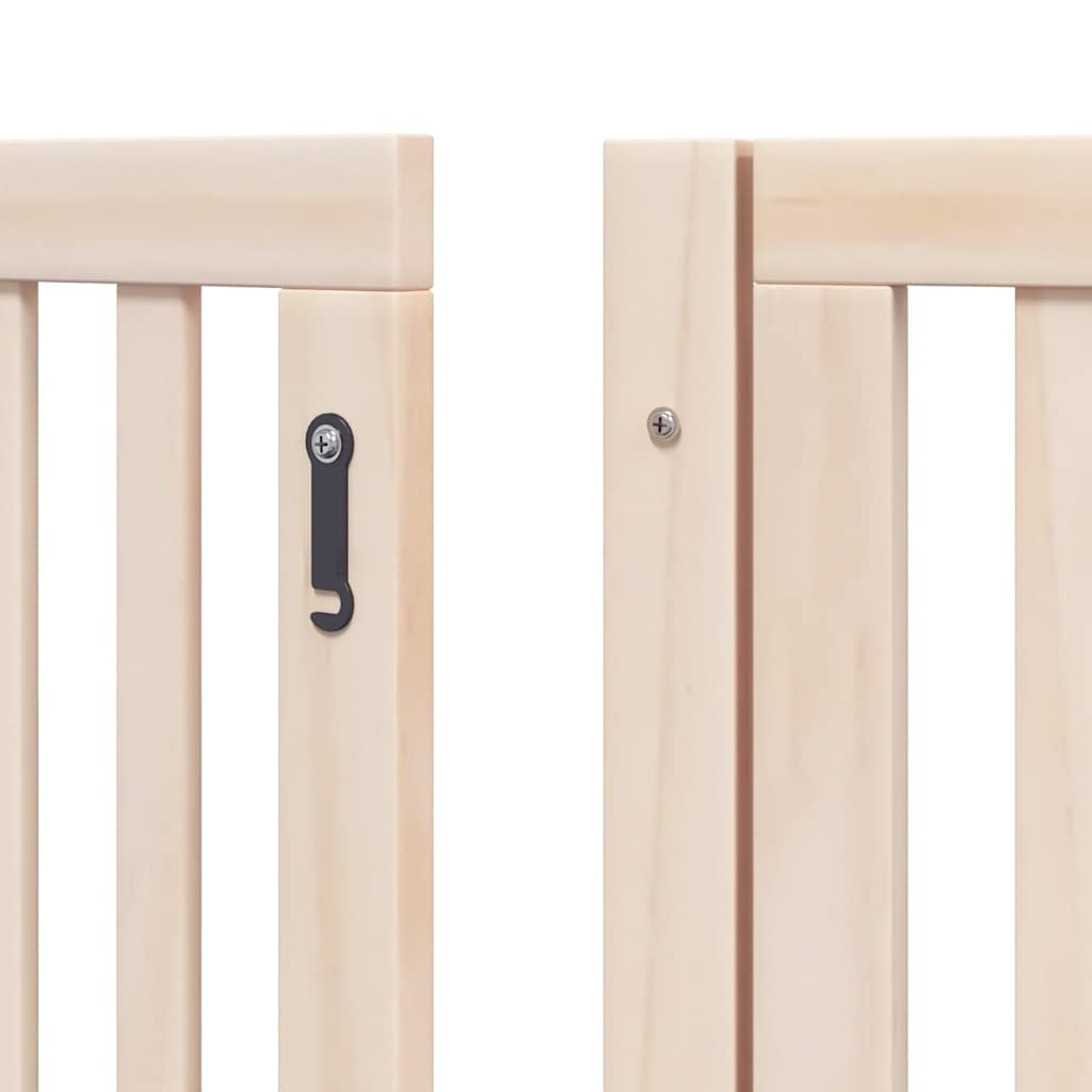 Vrata za pse s vratašcima 8 panela sklopiva 640 cm drvo topole Smeđa 80 x 60 x 2 cm
