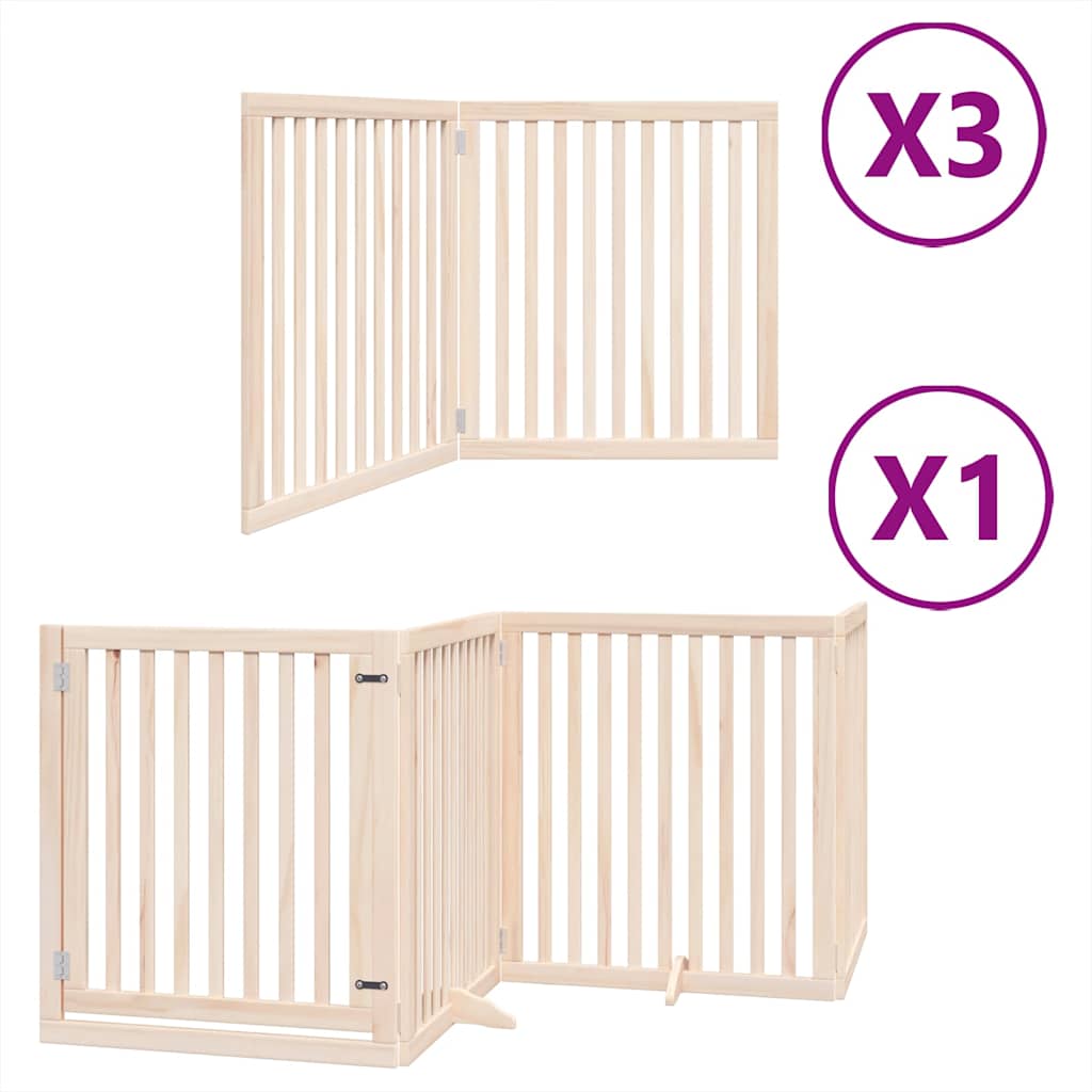 Vrata za pse s vratašcima 10 panela sklopiva 800 cm drvo topole Smeđa 80 x 90 x 2 cm