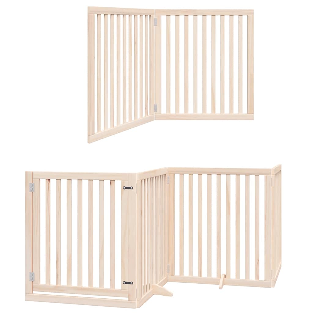 Vrata za pse s vratašcima 10 panela sklopiva 800 cm drvo topole Smeđa 80 x 90 x 2 cm
