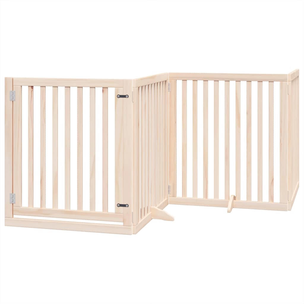 Vrata za pse s vratašcima 10 panela sklopiva 800 cm drvo topole Smeđa 80 x 90 x 2 cm