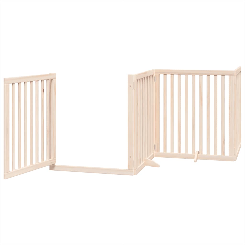 Vrata za pse s vratašcima 10 panela sklopiva 800 cm drvo topole Smeđa 80 x 90 x 2 cm
