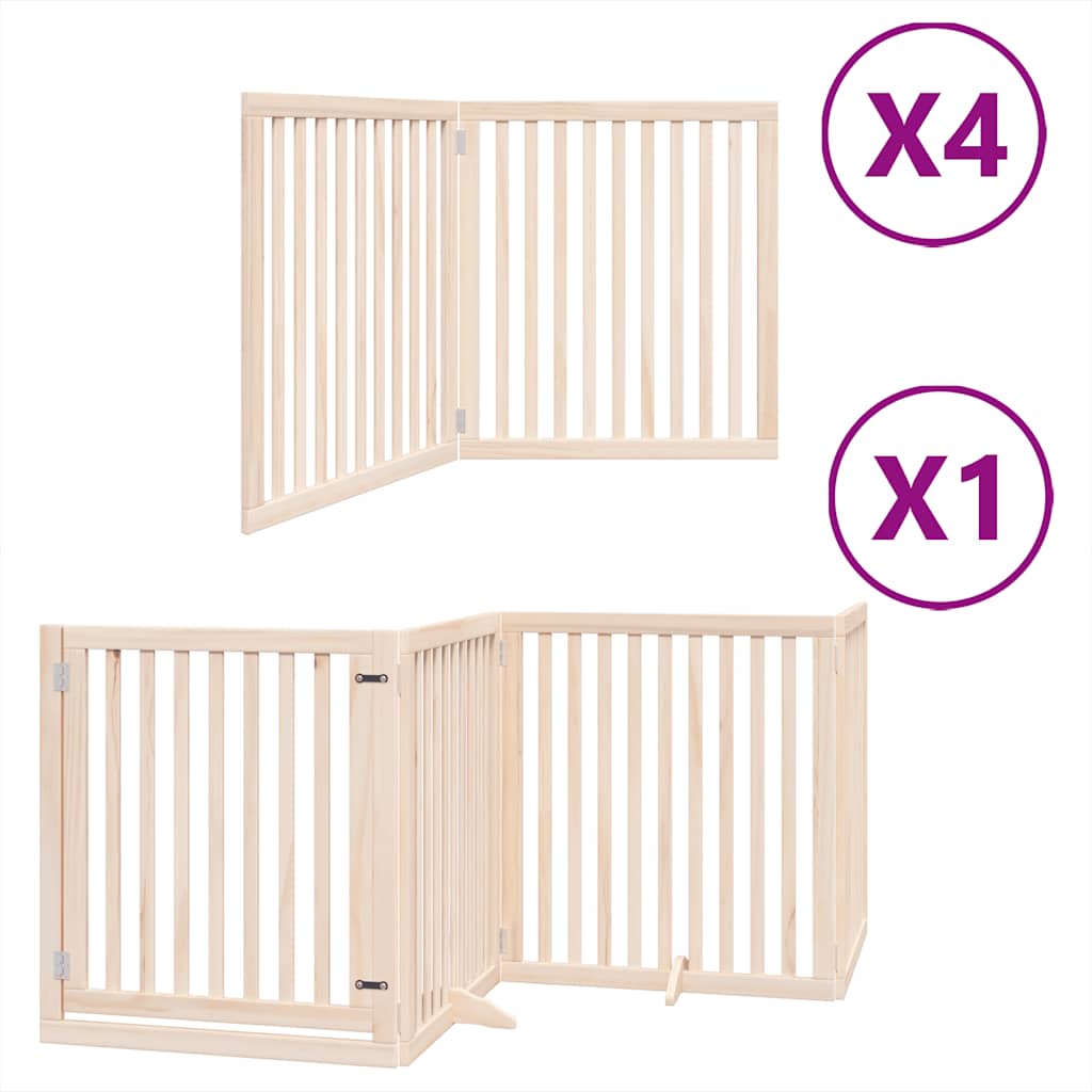 Vrata za pse s vratašcima 12 panela sklopiva 960 cm drvo topole Smeđa 80 x 90 x 2 cm