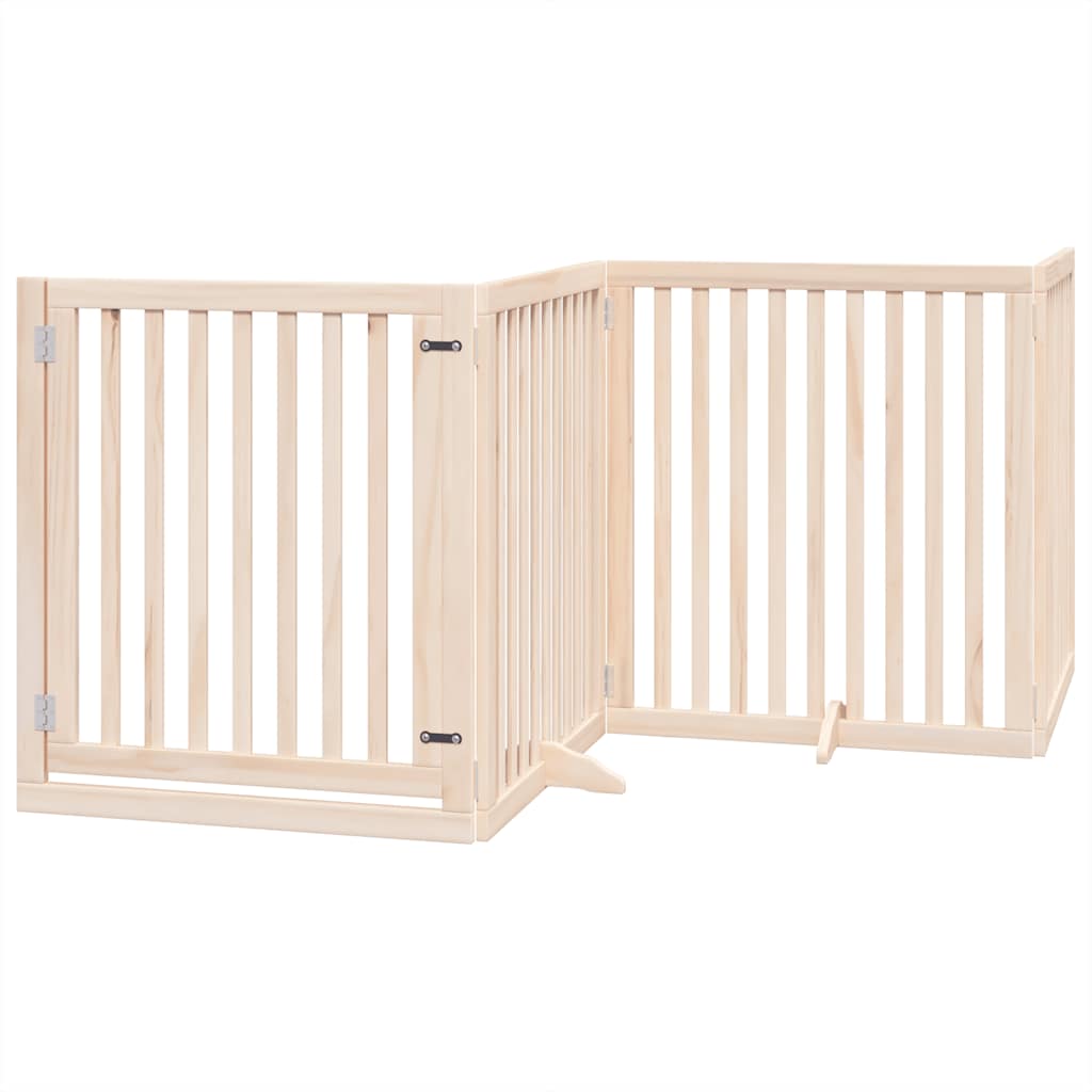 Vrata za pse s vratašcima 12 panela sklopiva 960 cm drvo topole Smeđa 80 x 90 x 2 cm