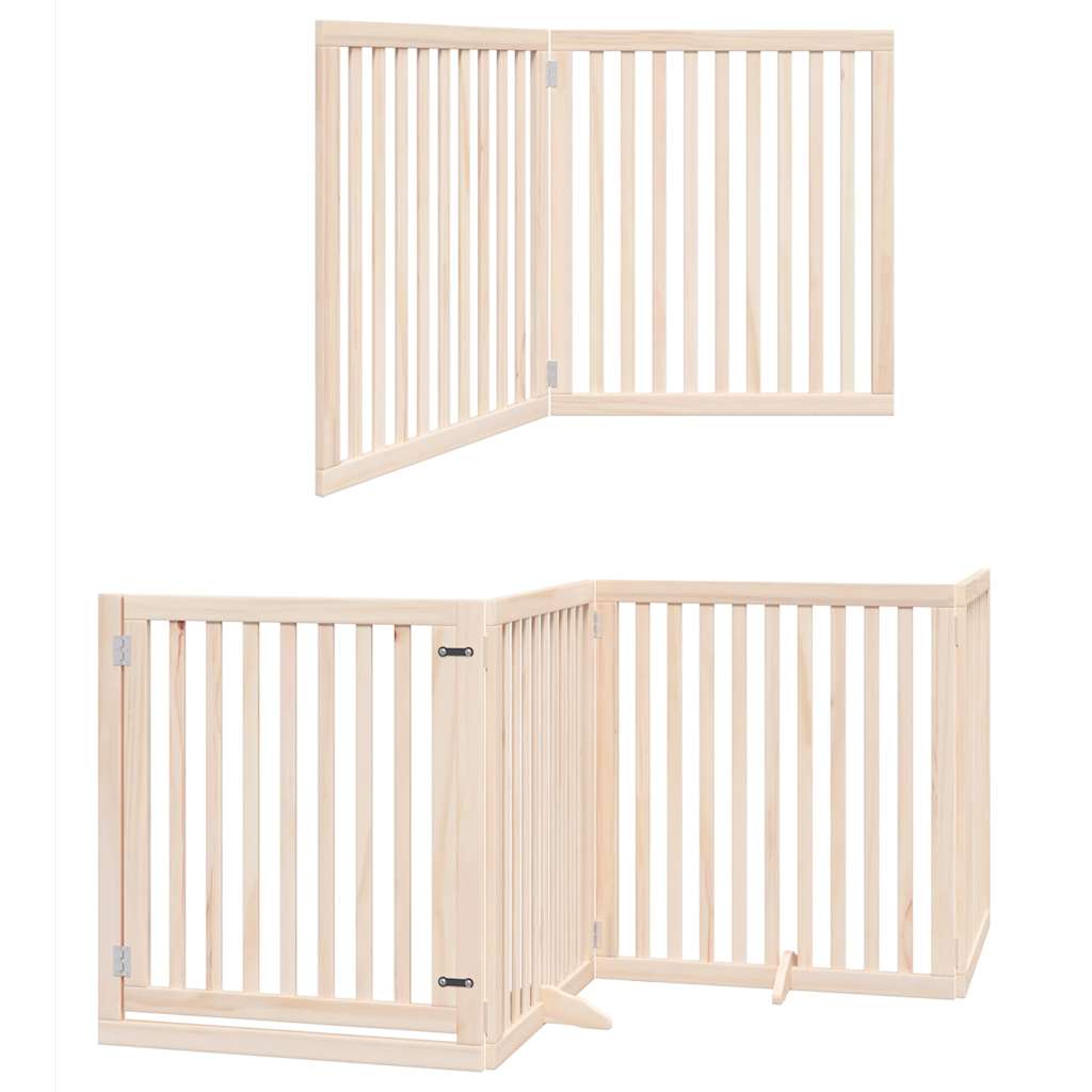 Vrata za pse s vratašcima 12 panela sklopiva 960 cm drvo topole Smeđa 80 x 90 x 2 cm