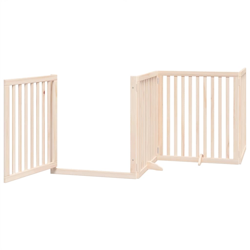 Vrata za pse s vratašcima 12 panela sklopiva 960 cm drvo topole Smeđa 80 x 90 x 2 cm