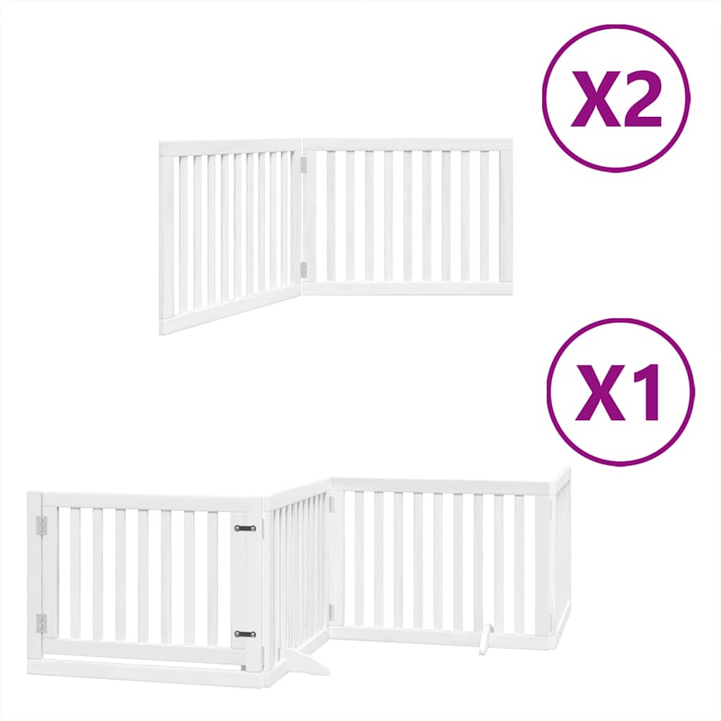 Vrata za pse s vratašcima 8 panela sklopiva 640 cm drvo topole Bijela 80 x 60 x 2 cm