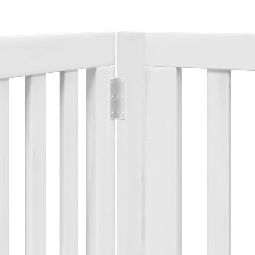 Vrata za pse s vratašcima 8 panela sklopiva 640 cm drvo topole Bijela 80 x 60 x 2 cm