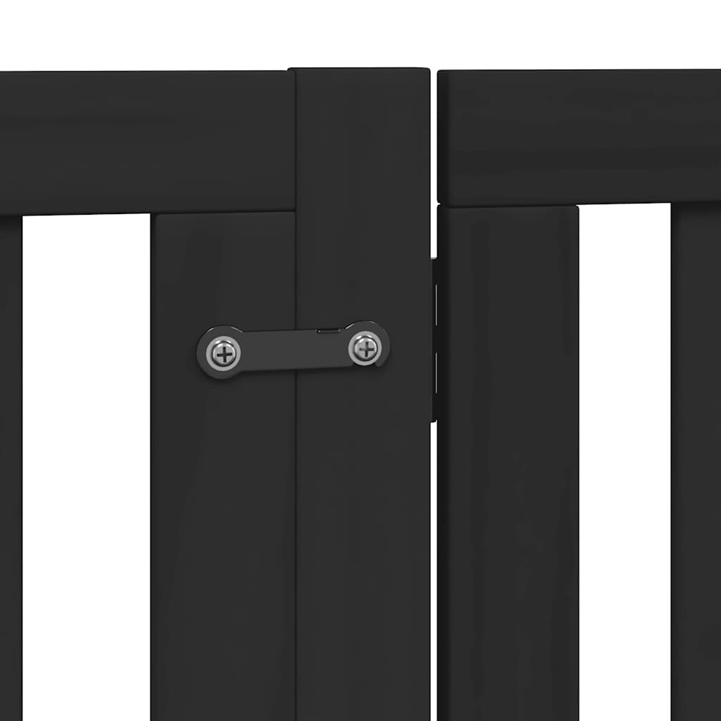 Vrata za pse s vratašcima 10 panela sklopiva 800 cm drvo topole Crna 80 x 90 x 2 cm