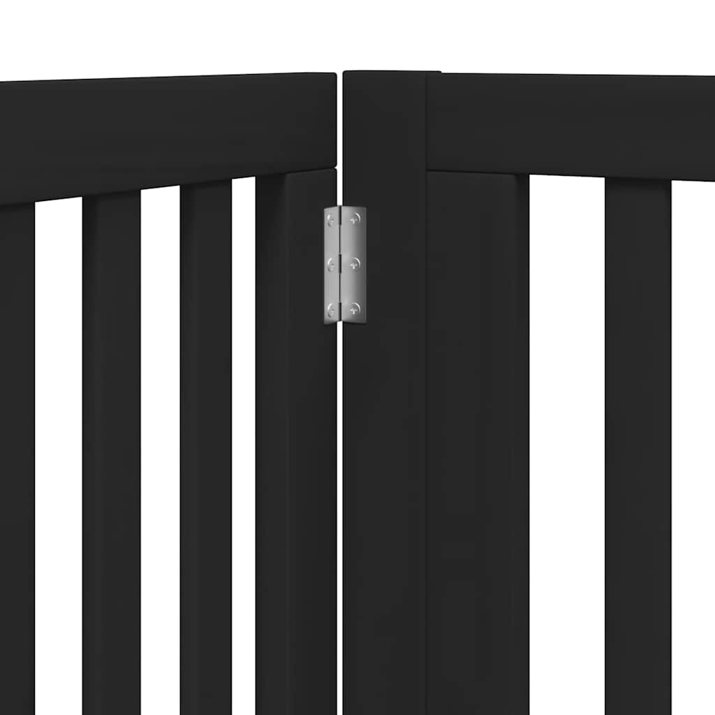 Vrata za pse s vratašcima 10 panela sklopiva 800 cm drvo topole Crna 80 x 90 x 2 cm
