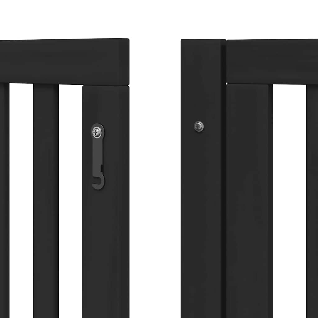 Vrata za pse s vratašcima 10 panela sklopiva 800 cm drvo topole Crna 80 x 90 x 2 cm