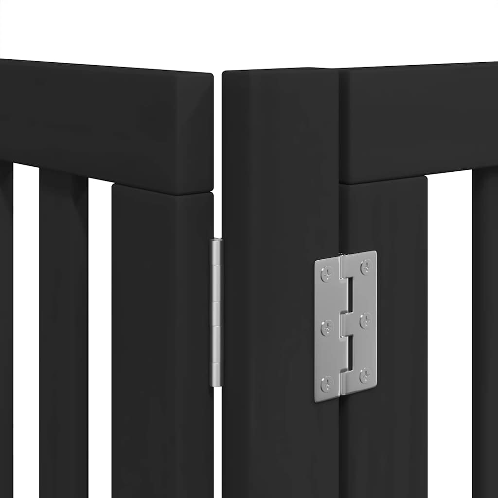 Vrata za pse s vratašcima 10 panela sklopiva 800 cm drvo topole Crna 80 x 90 x 2 cm