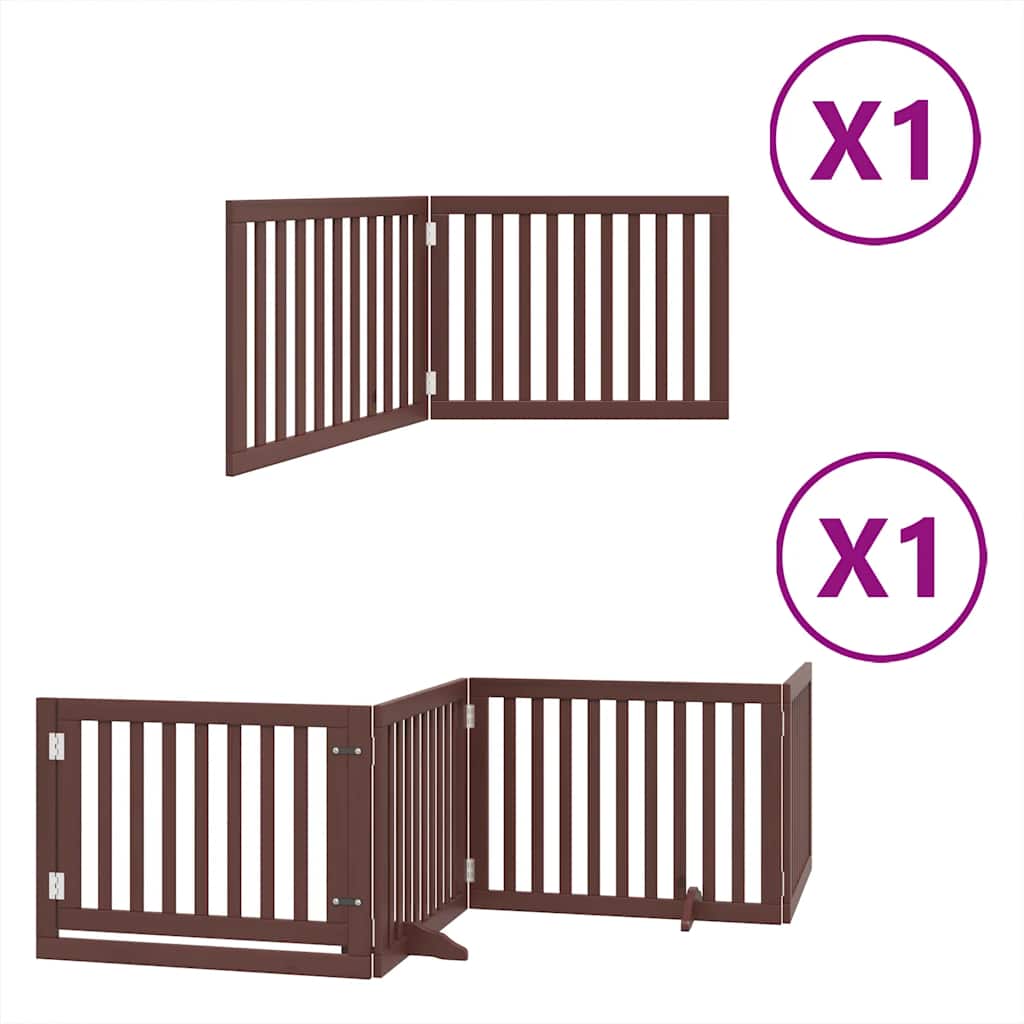 Vrata za pse s vratašcima 6 panela sklopiva 480 cm drvo topole Smeđa 80 x 60 x 2 cm