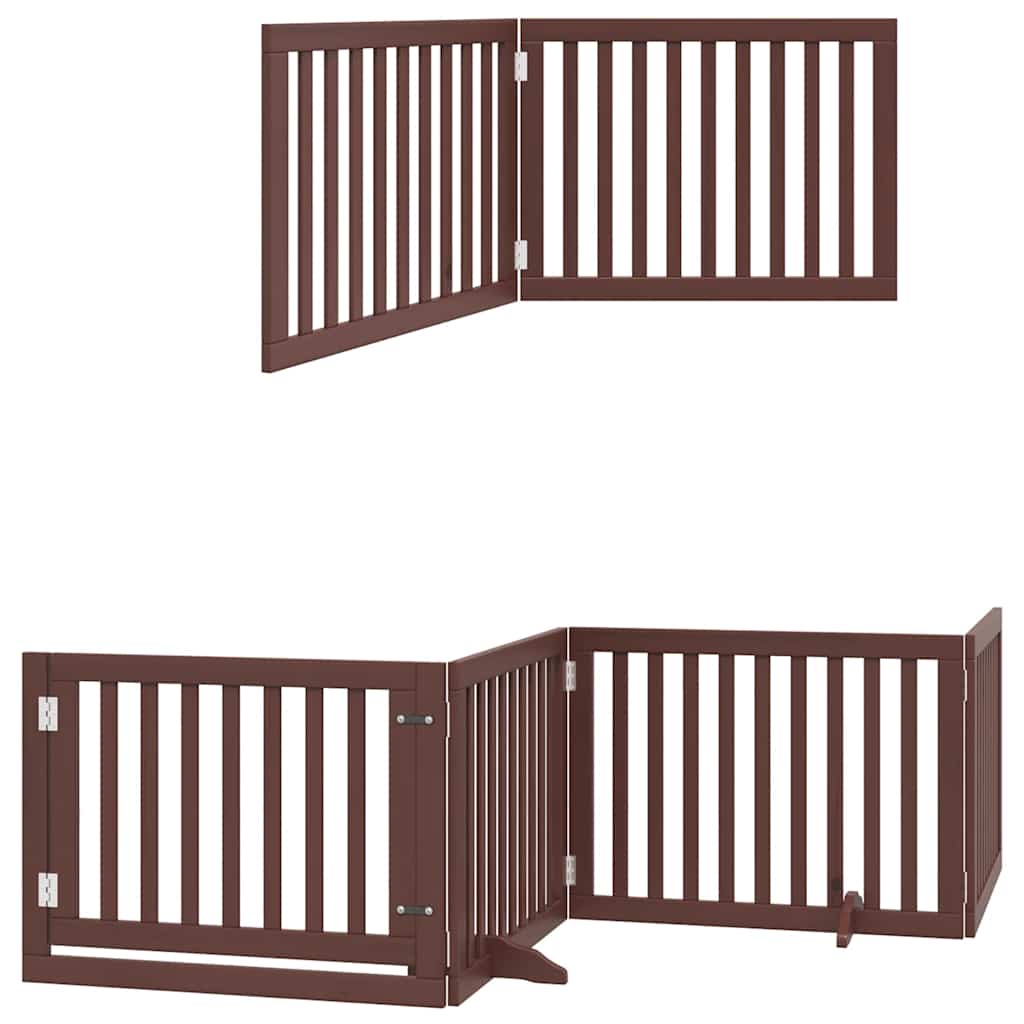Vrata za pse s vratašcima 6 panela sklopiva 480 cm drvo topole Smeđa 80 x 60 x 2 cm