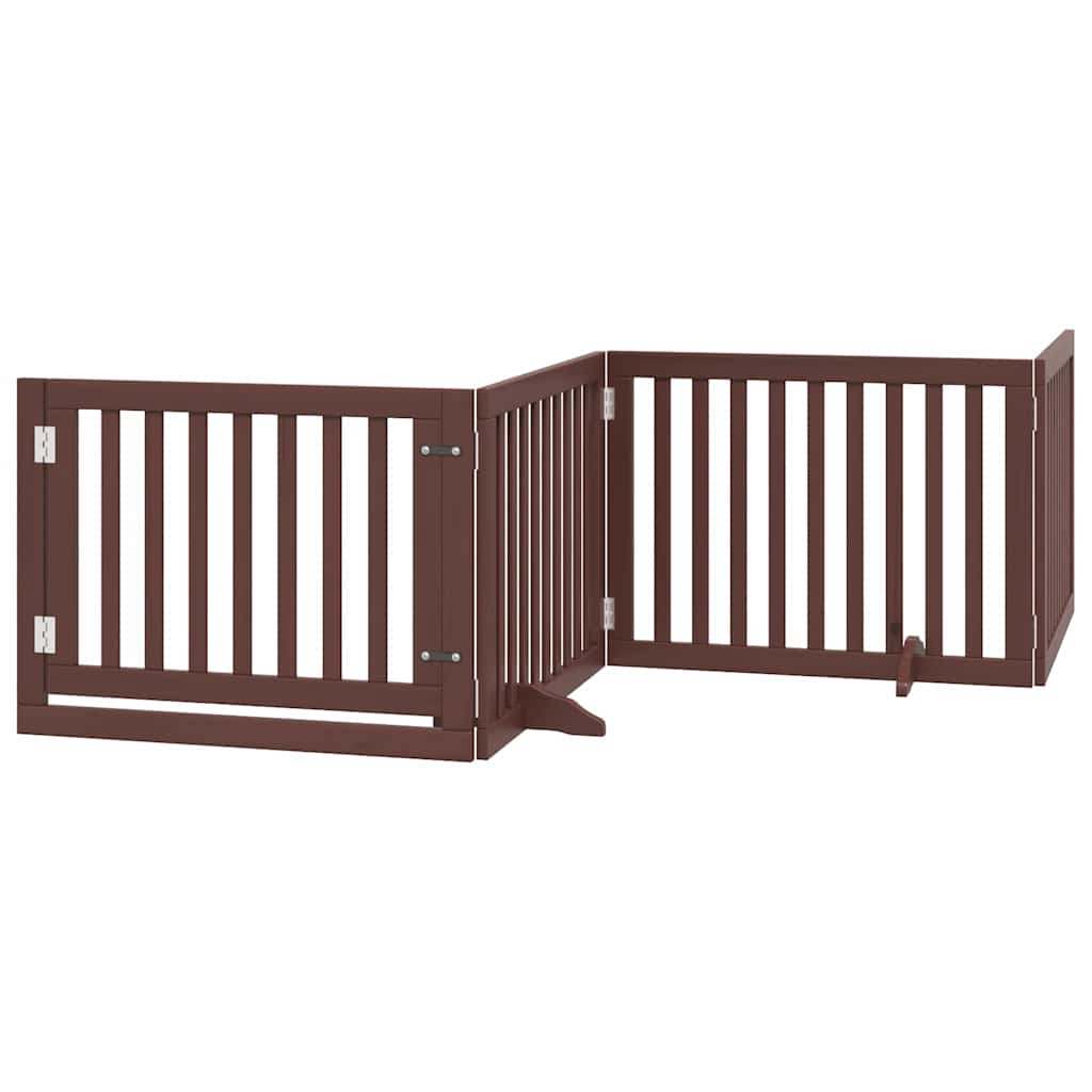 Vrata za pse s vratašcima 6 panela sklopiva 480 cm drvo topole Smeđa 80 x 60 x 2 cm