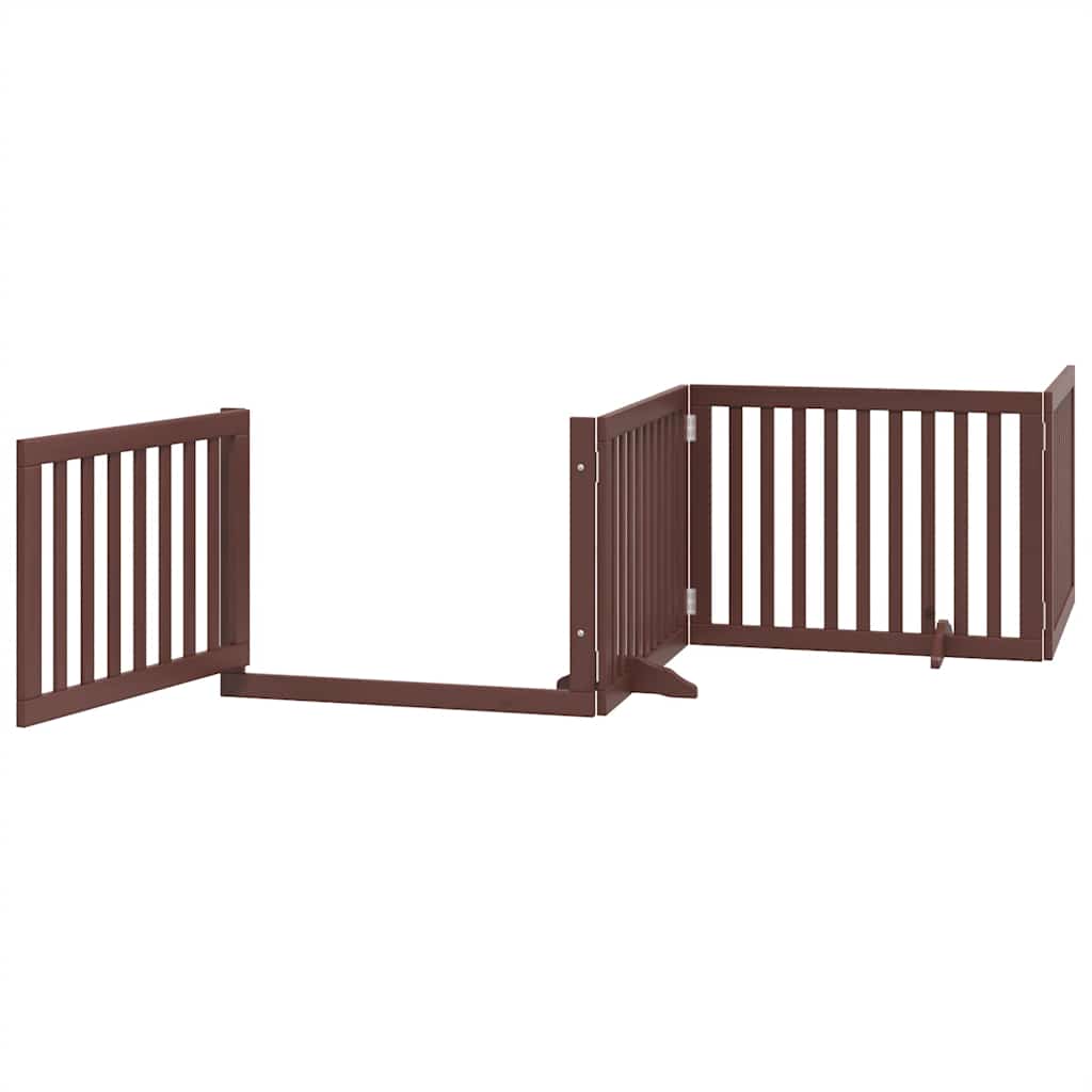 Vrata za pse s vratašcima 6 panela sklopiva 480 cm drvo topole Smeđa 80 x 60 x 2 cm