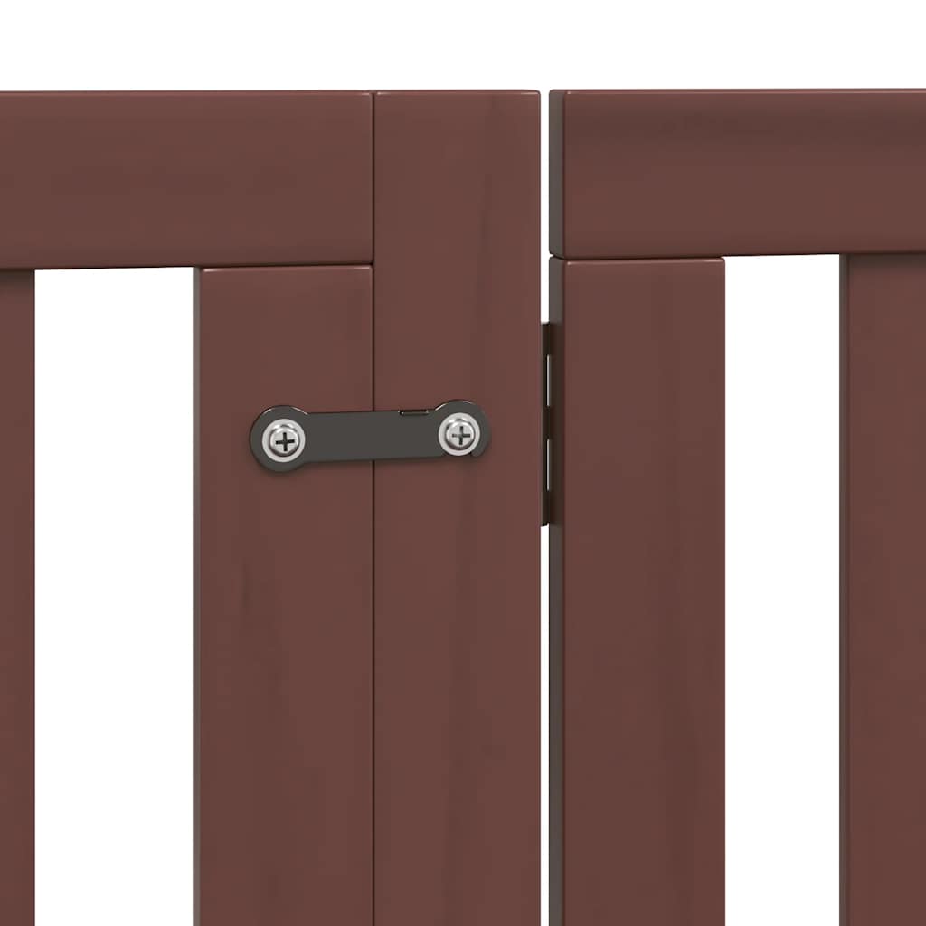 Vrata za pse s vratašcima 6 panela sklopiva 480 cm drvo topole Smeđa 80 x 60 x 2 cm