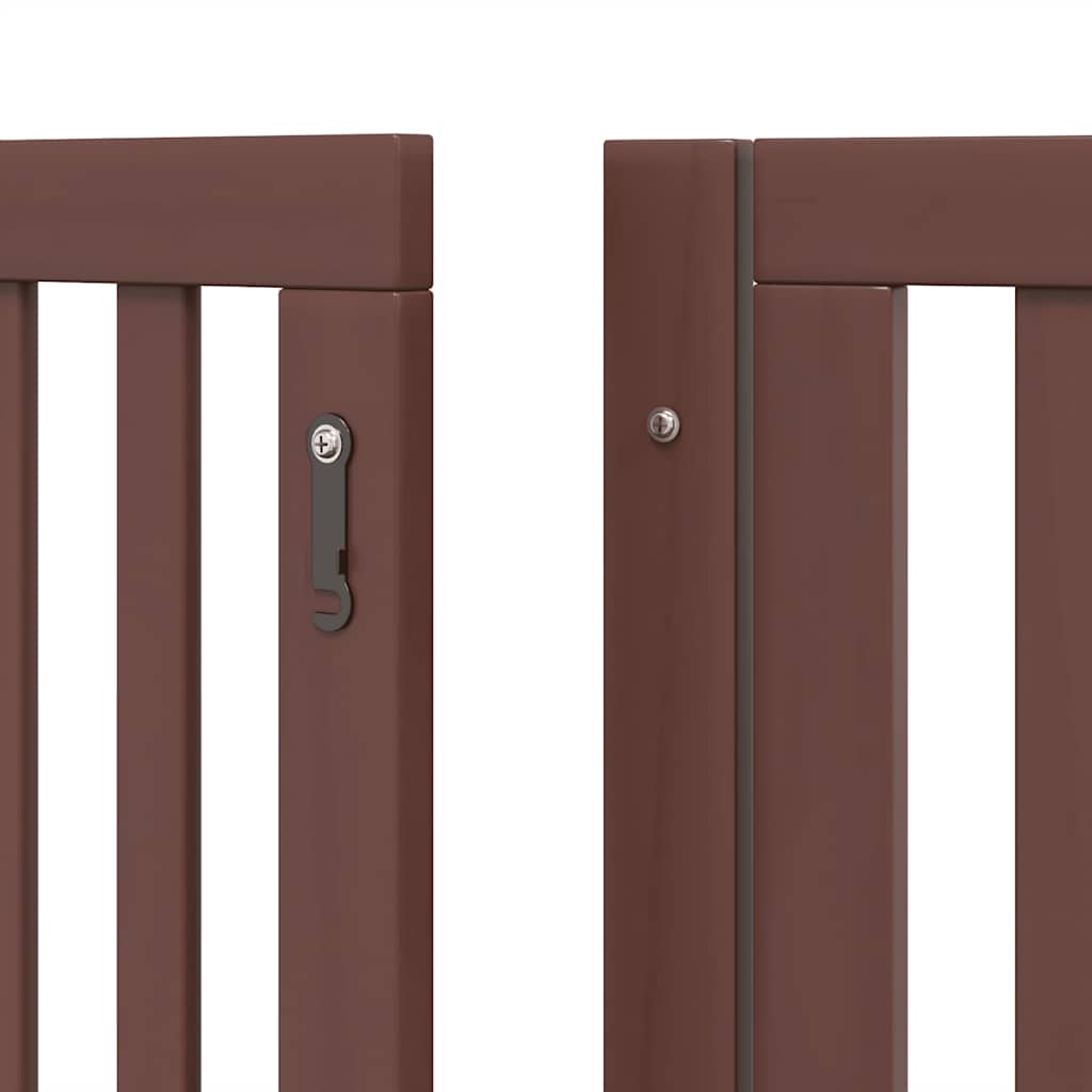Vrata za pse s vratašcima 6 panela sklopiva 480 cm drvo topole Smeđa 80 x 60 x 2 cm