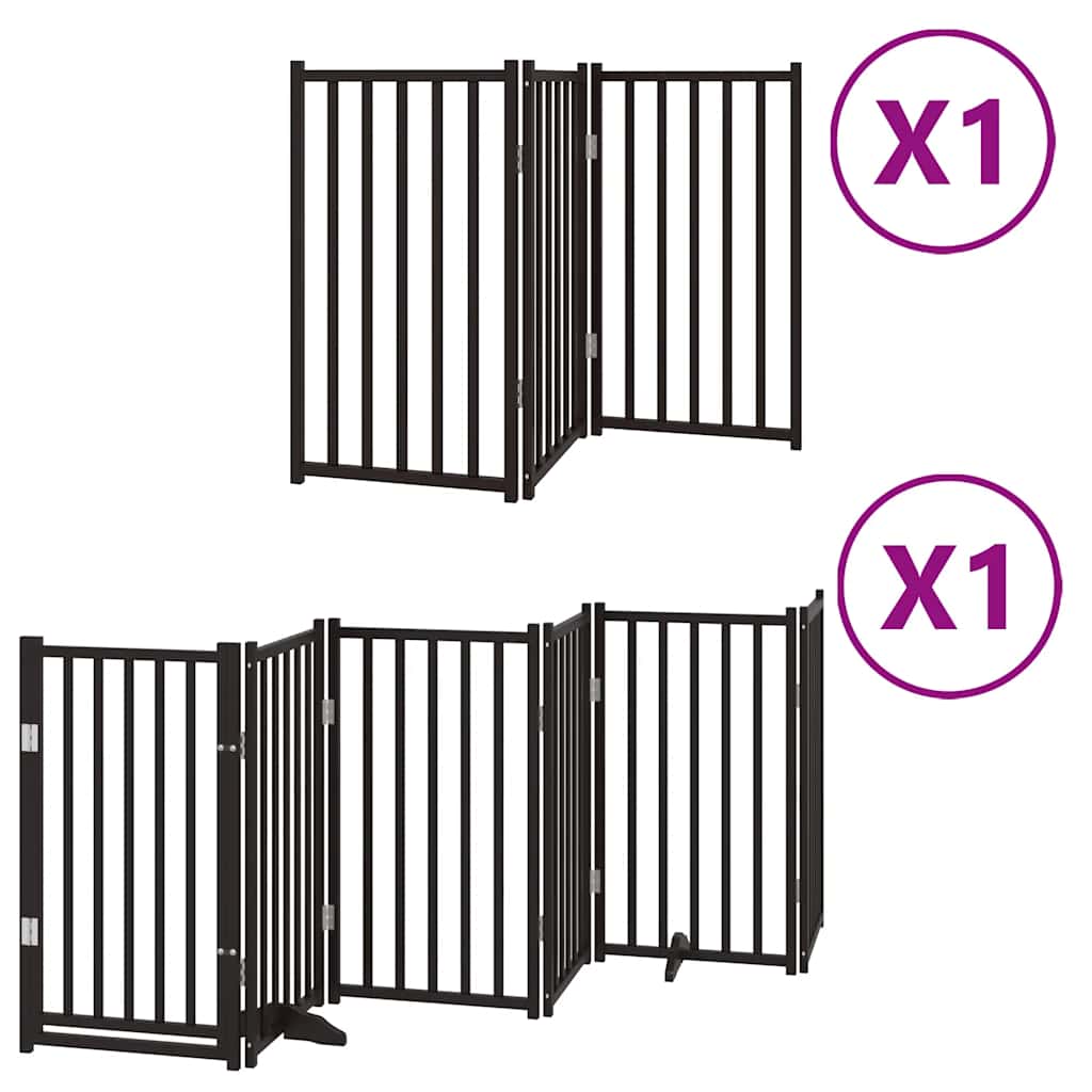 Vrata za pse s vratašcima 9 panela sklopiva 450 cm drvo topole Crna 50 x 90 x 2 cm