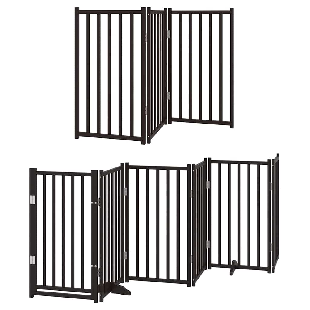 Vrata za pse s vratašcima 9 panela sklopiva 450 cm drvo topole Crna 50 x 90 x 2 cm