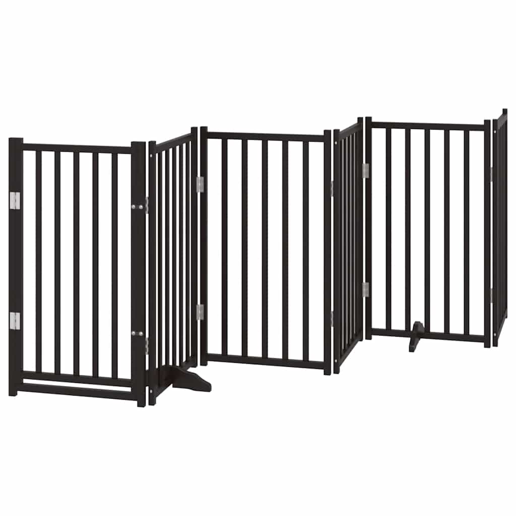 Vrata za pse s vratašcima 9 panela sklopiva 450 cm drvo topole Crna 50 x 90 x 2 cm