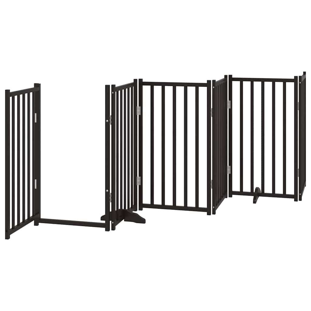 Vrata za pse s vratašcima 9 panela sklopiva 450 cm drvo topole Crna 50 x 90 x 2 cm