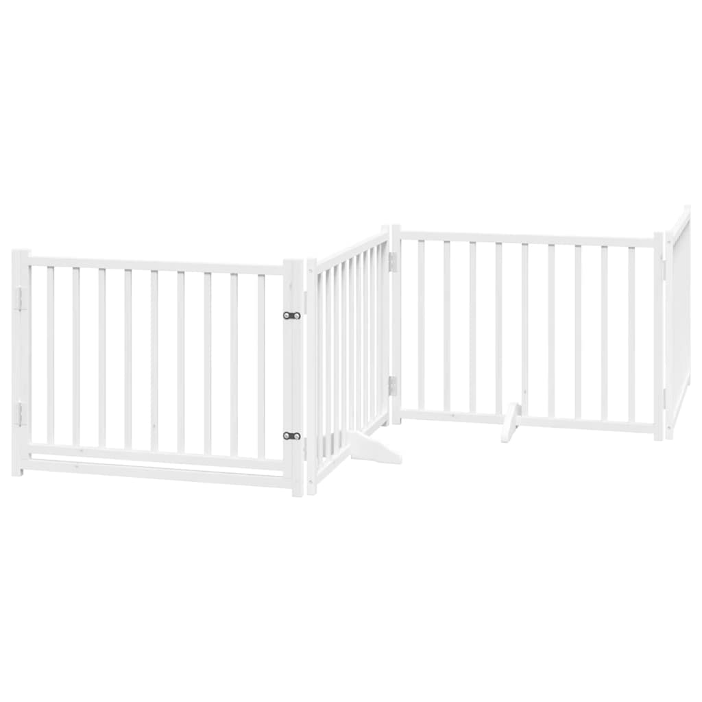 Vrata za pse s vratašcima 8 panela sklopiva 640 cm drvo topole Bijela 80 x 60 x 2 cm