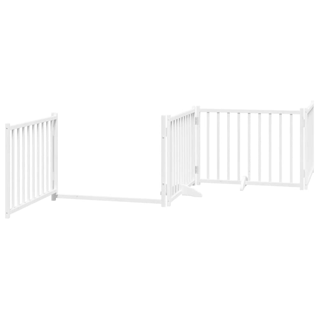 Vrata za pse s vratašcima 8 panela sklopiva 640 cm drvo topole Bijela 80 x 60 x 2 cm