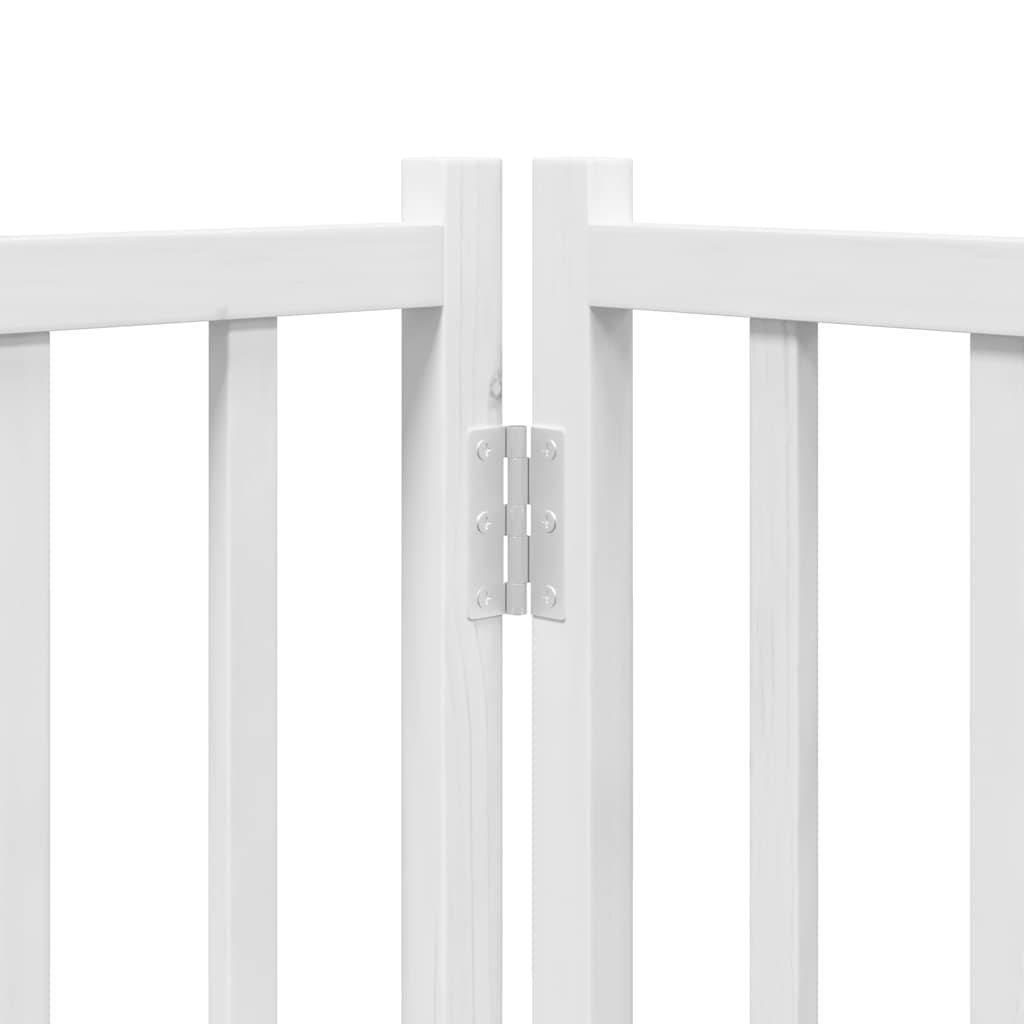 Vrata za pse s vratašcima 8 panela sklopiva 640 cm drvo topole Bijela 80 x 60 x 2 cm