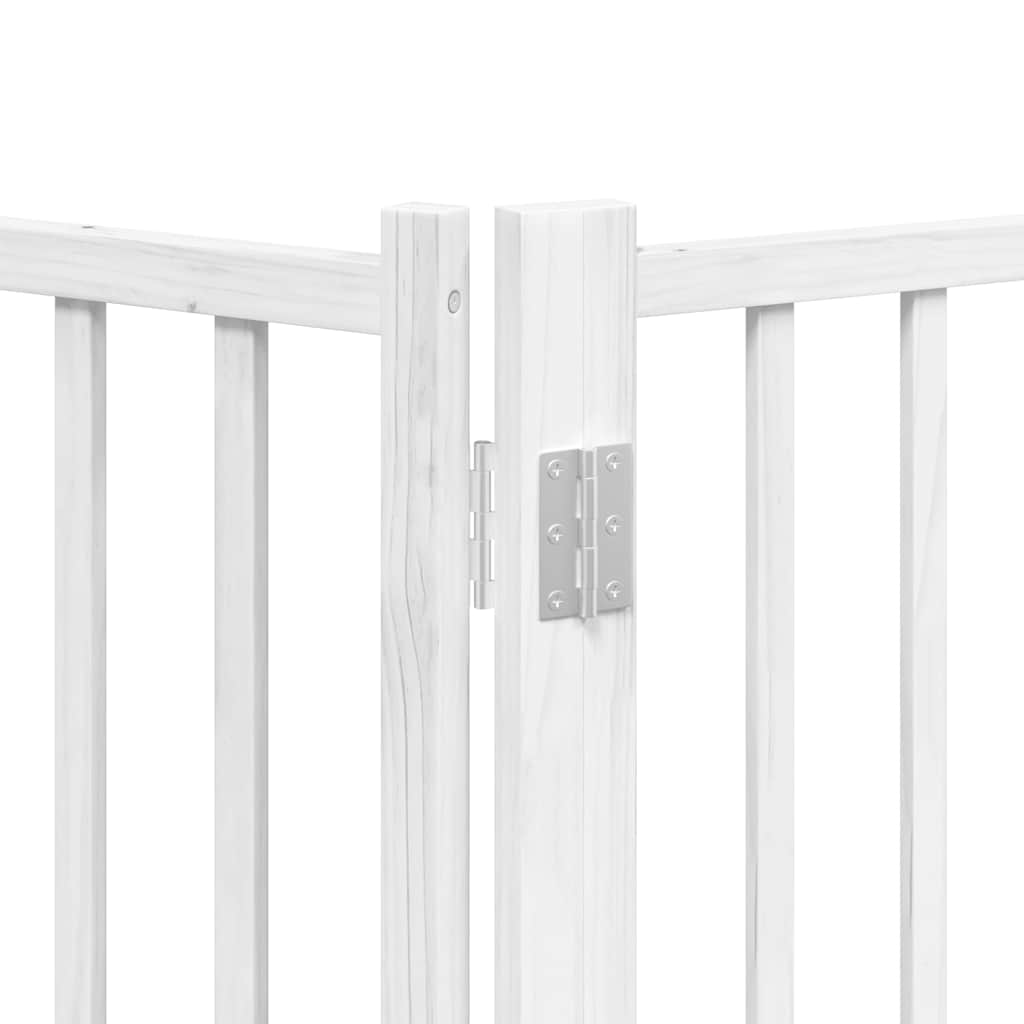 Vrata za pse s vratašcima 8 panela sklopiva 640 cm drvo topole Bijela 80 x 60 x 2 cm