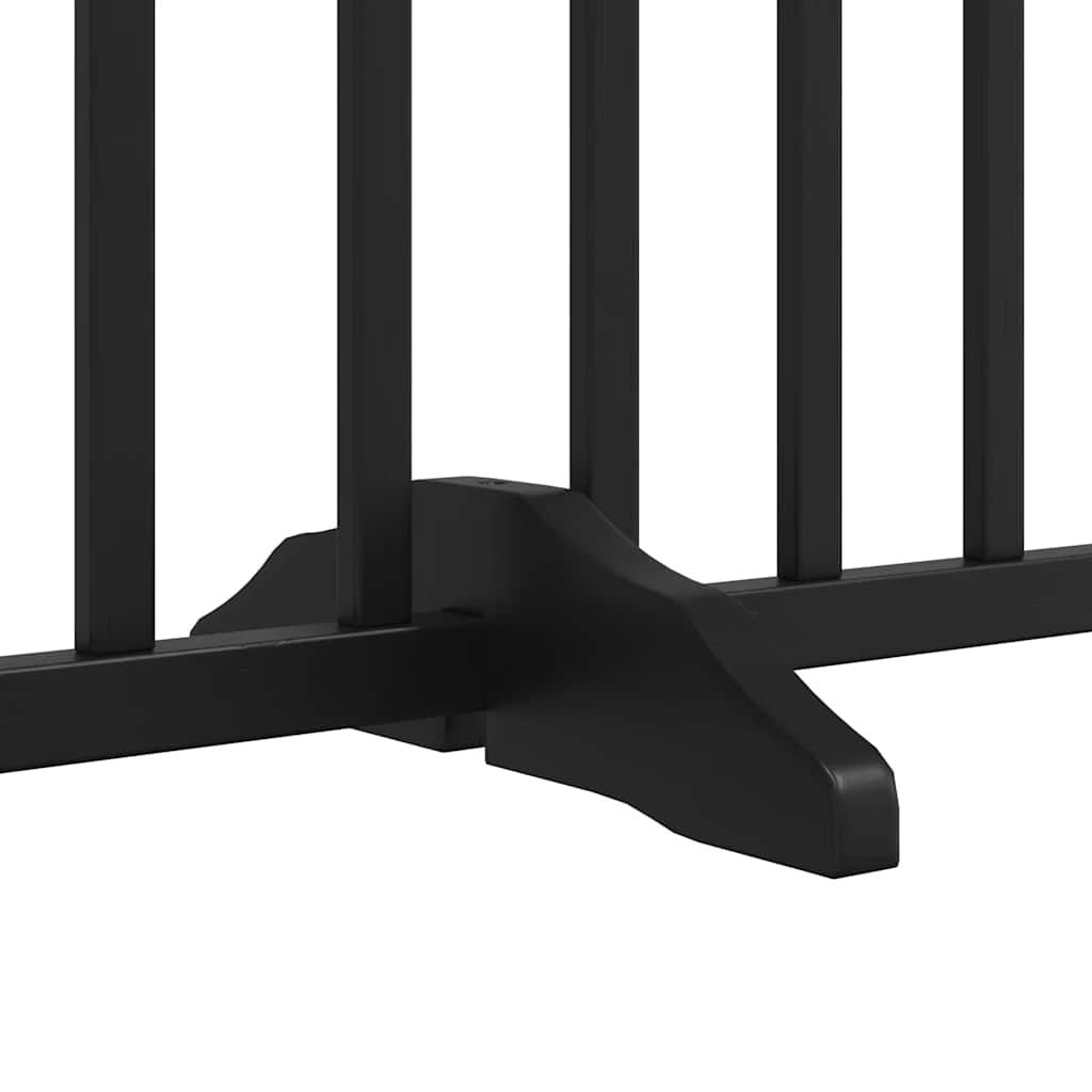 Vrata za pse s vratašcima 8 panela sklopiva 640 cm drvo topole Crna 80 x 90 x 2 cm