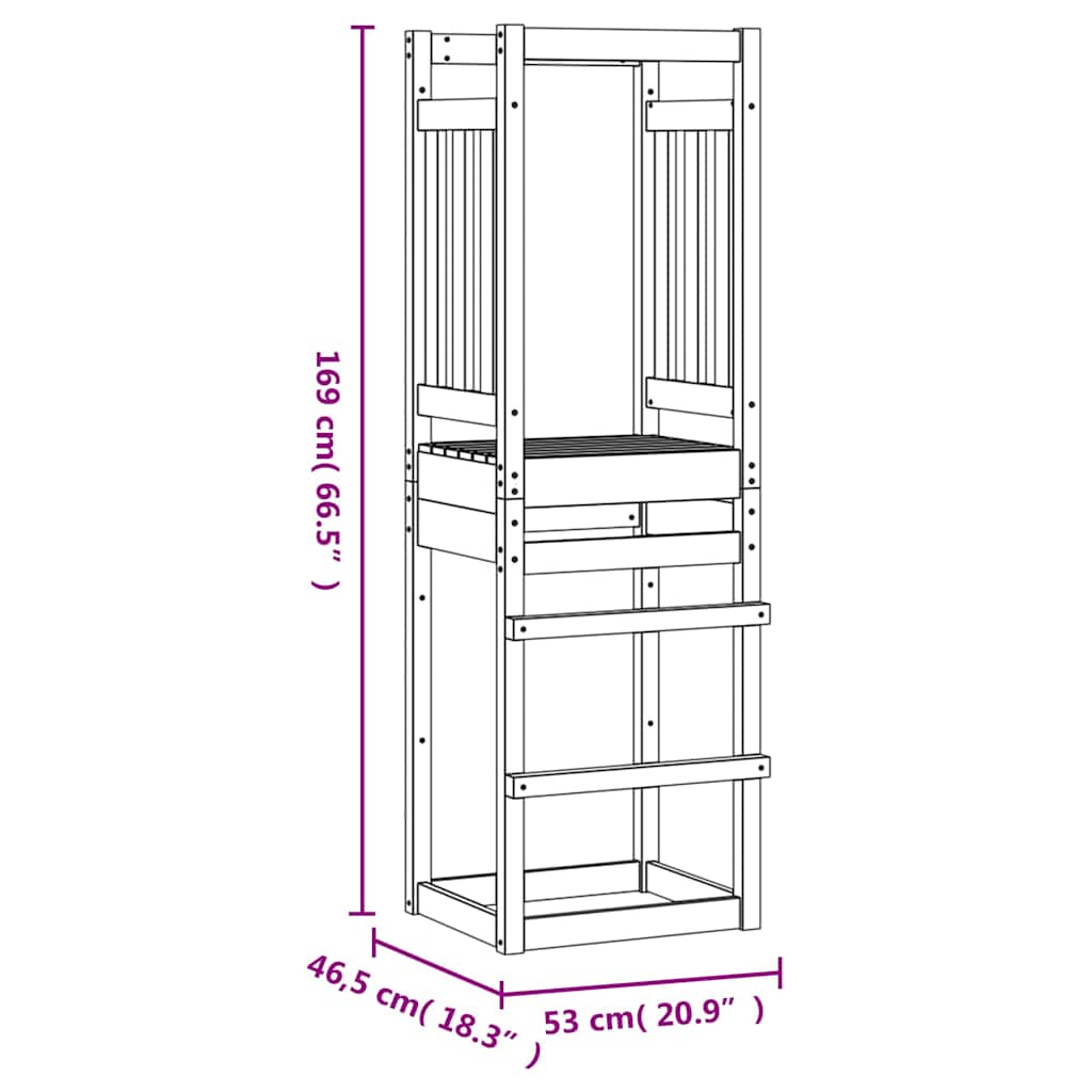 Toranj za igru 53 x 46,5 x 169 cm od masivne borovine