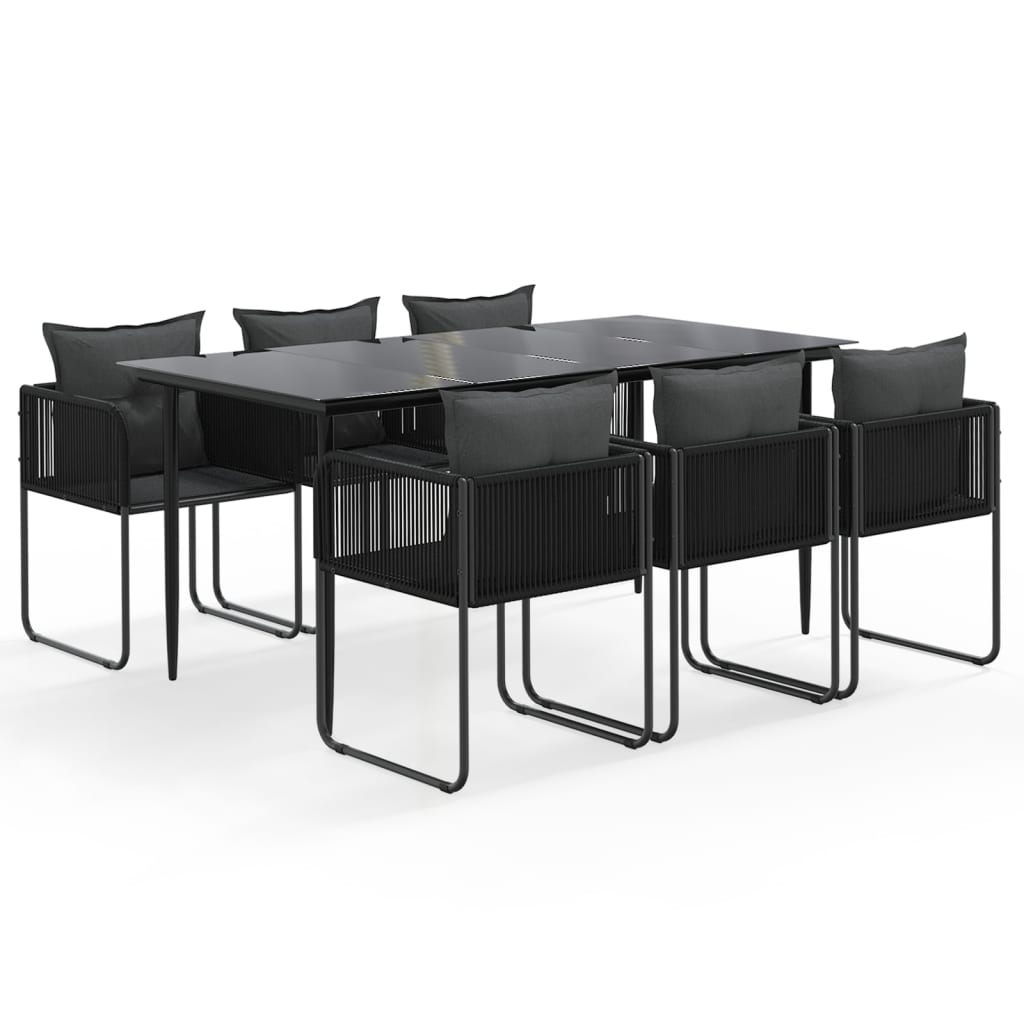 7-dijelni vrtni blagovaonski set crni