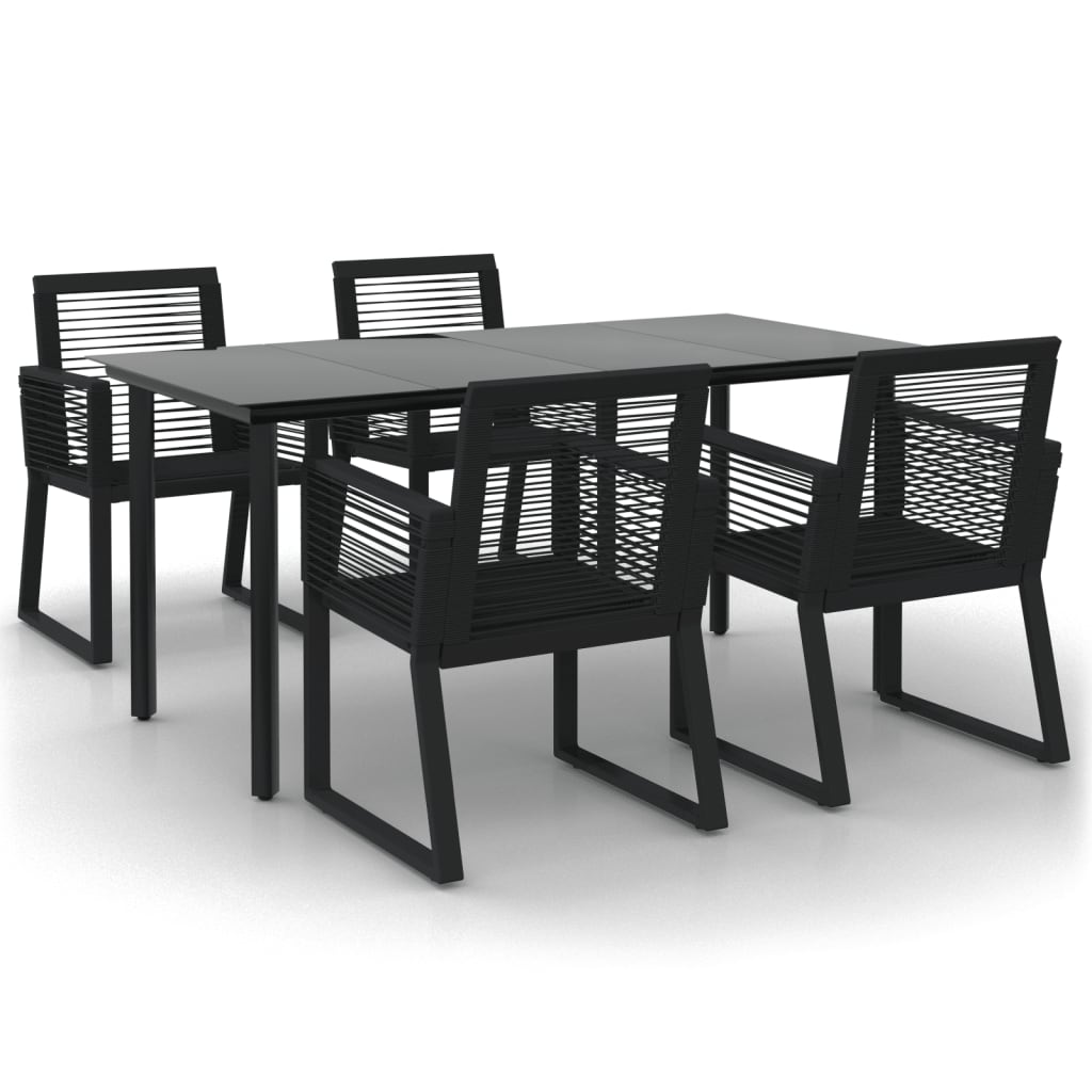 5-dijelni vrtni blagovaonski set od PVC ratana crni Crna Dužina stola 160 cm