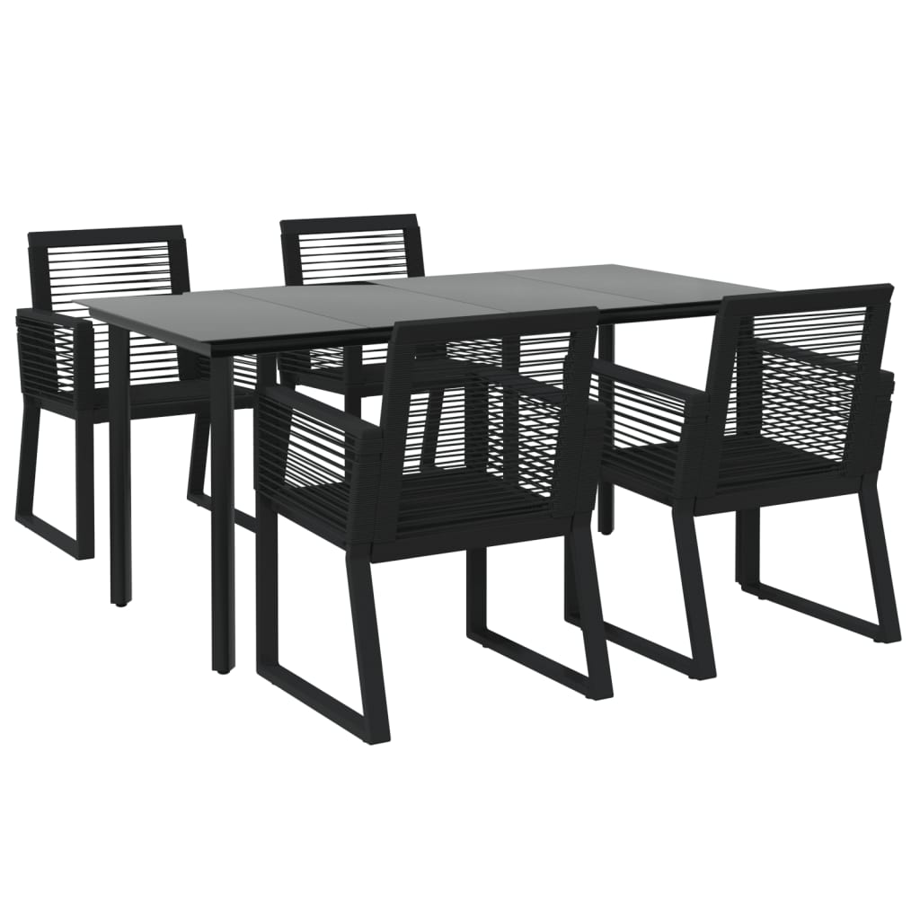 5-dijelni vrtni blagovaonski set od PVC ratana crni Crna Dužina stola 160 cm