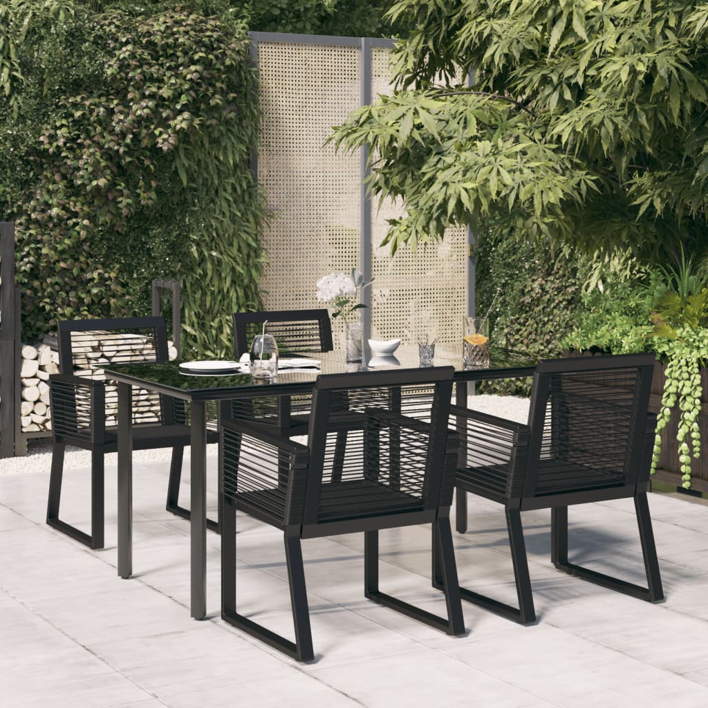 5-dijelni vrtni blagovaonski set od PVC ratana crni Crna Dužina stola 160 cm