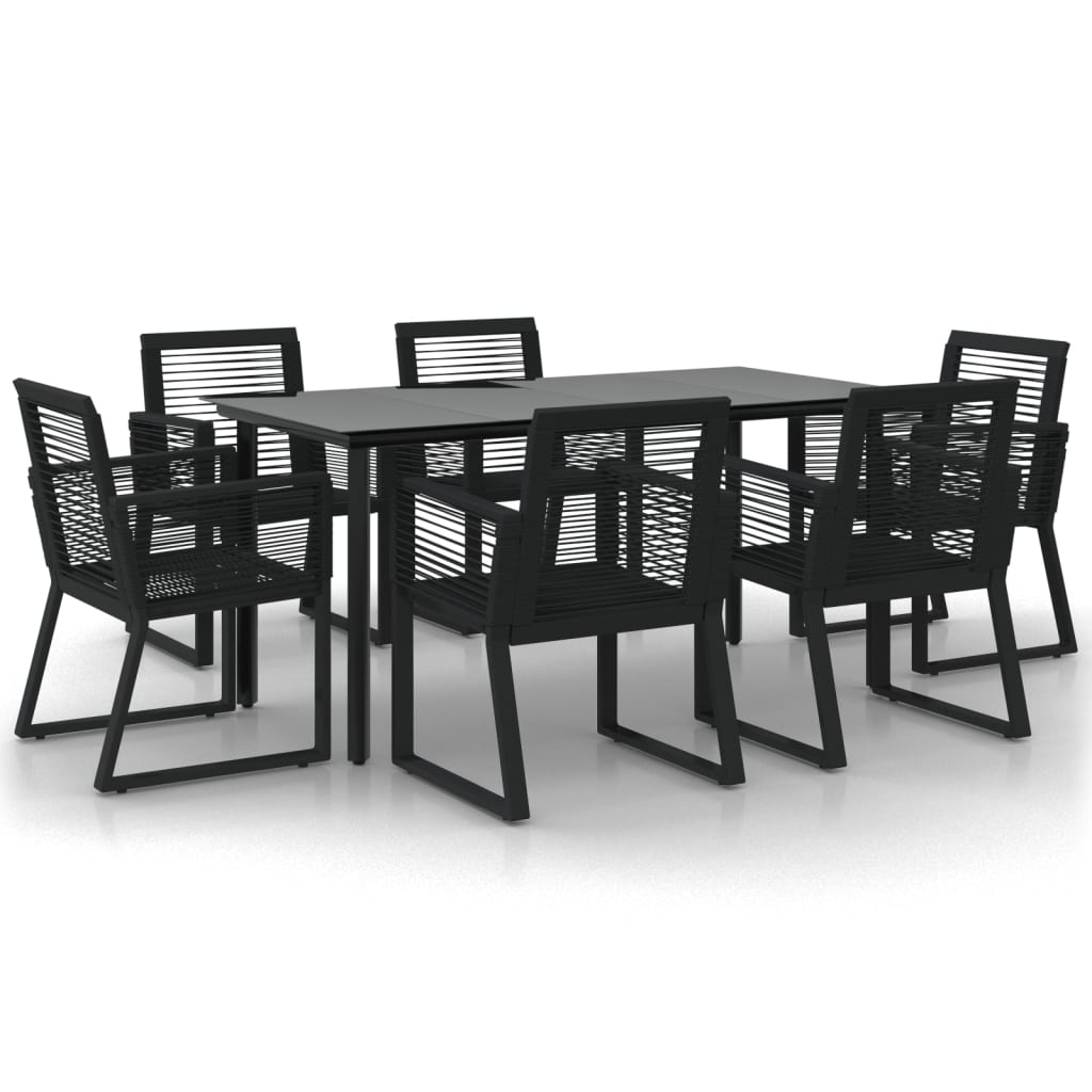 7-dijelni vrtni blagovaonski set od PVC ratana crni Crna Dužina stola 160 cm