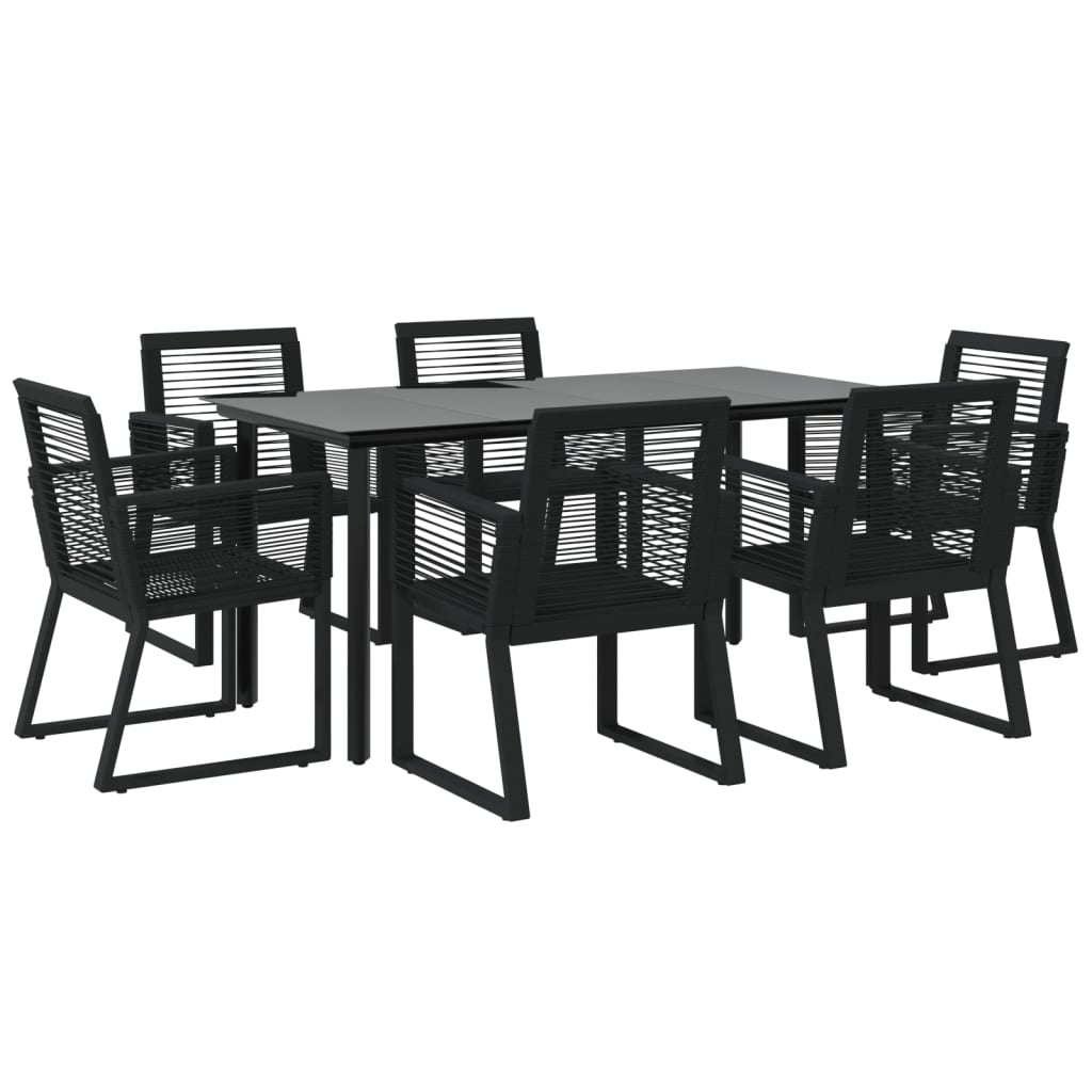 7-dijelni vrtni blagovaonski set od PVC ratana crni Crna Dužina stola 160 cm
