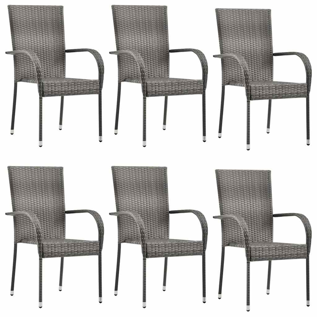 7-dijelni vrtni blagovaonski set od poliratana sivi Siva 160 cm table length