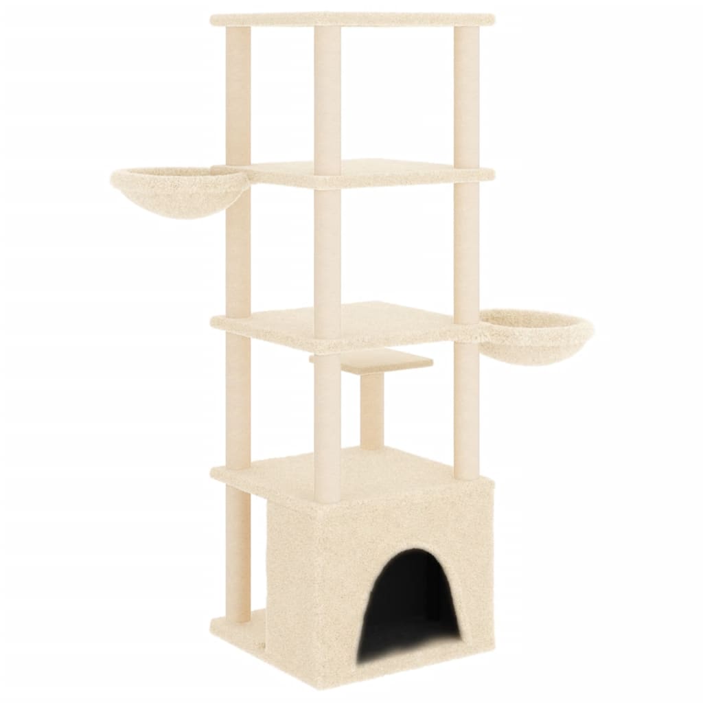 Penjalica za mačke sa stupovima za grebanje krem 147 cm